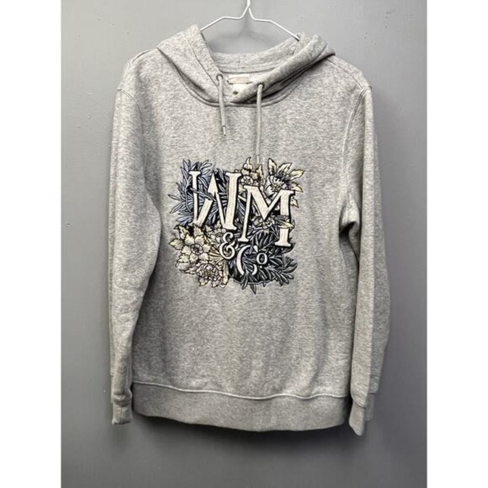 Morris Co. x HM Hoodie Womens XS Pocket Gray Floral Embroidery With WM& Co